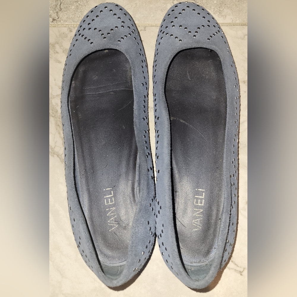 Van Eli Studded Blue Suede Leather‎ Flats 8 M